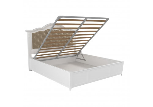 Кровать 90x200 с мягкой спинкой и подъемным механизмом Тиволи, Молочный