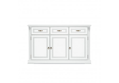 Комод 3х дверный Палермо Белый/Патина Серебро со структурой дерева