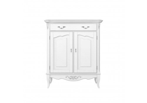 Комод 1 ящик +2 дверки Тиволи, Белый/Патина Серебро