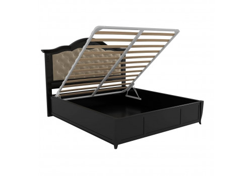 Кровать 180x200 с мягкой спинкой и подъемным механизмом Тиволи, Черный
