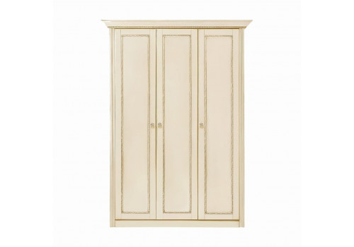 Шкаф 3 дверный Палермо Ваниль/Патина Золото со структрой дерева