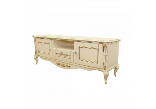 Тумба ТВ Неаполь, Ваниль/Патина Золото без структуры дерева