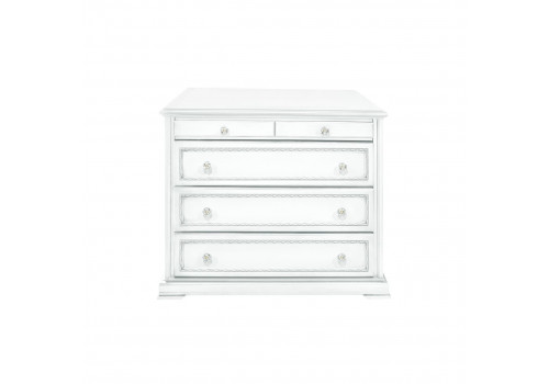 Комод малый Палермо Белый/Патина Серебро со структурой дерева