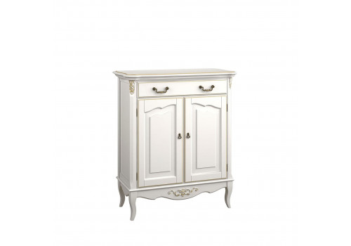 Комод 1 ящик +2 дверки Тиволи, Молочный/Патина Золото