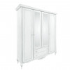 Шкаф 4 дверный с зеркалами Неаполь, Белый/Патина Серебро без структуры дерева