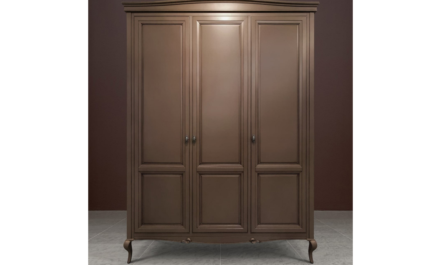 Шкаф 3 дверный Портофино, Кварц/Патина коричневая