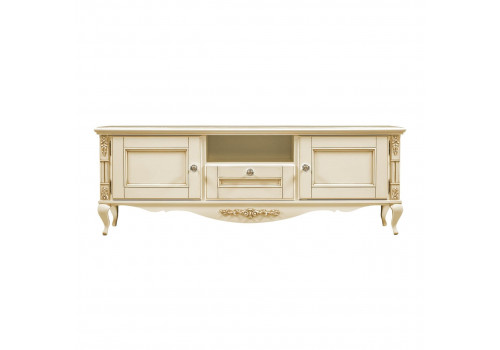 Тумба ТВ Неаполь, Ваниль/Патина Золото без структуры дерева