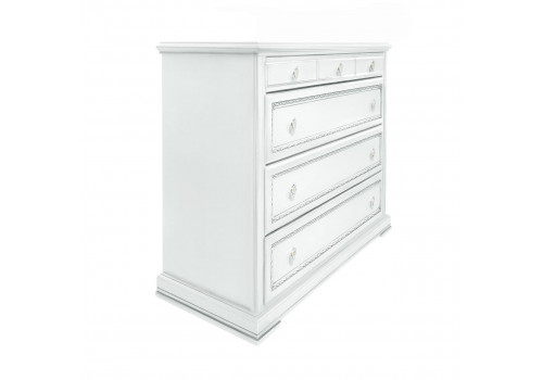 Комод малый Палермо Белый/Патина Серебро со структурой дерева