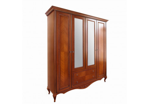 Шкаф 4 дверный с зеркалами Неаполь, Янтарь