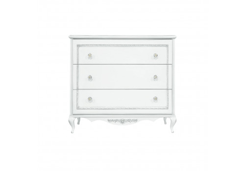 Комод малый Неаполь, Белый/Патина Серебро без структуры дерева