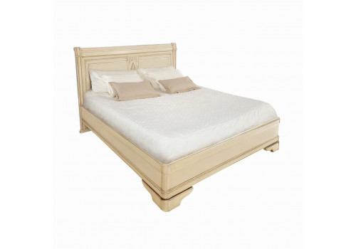 Кровать 160x200 Палермо Ваниль/Патина Золото со структрой дерева