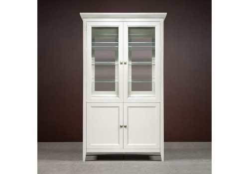 Витрина 2 дверная с зеркалом Бруклин, Молочный