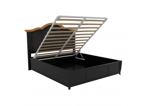 Кровать 160x200 с подъемным механизмом Тиволи WOOD, Черный/Ясень