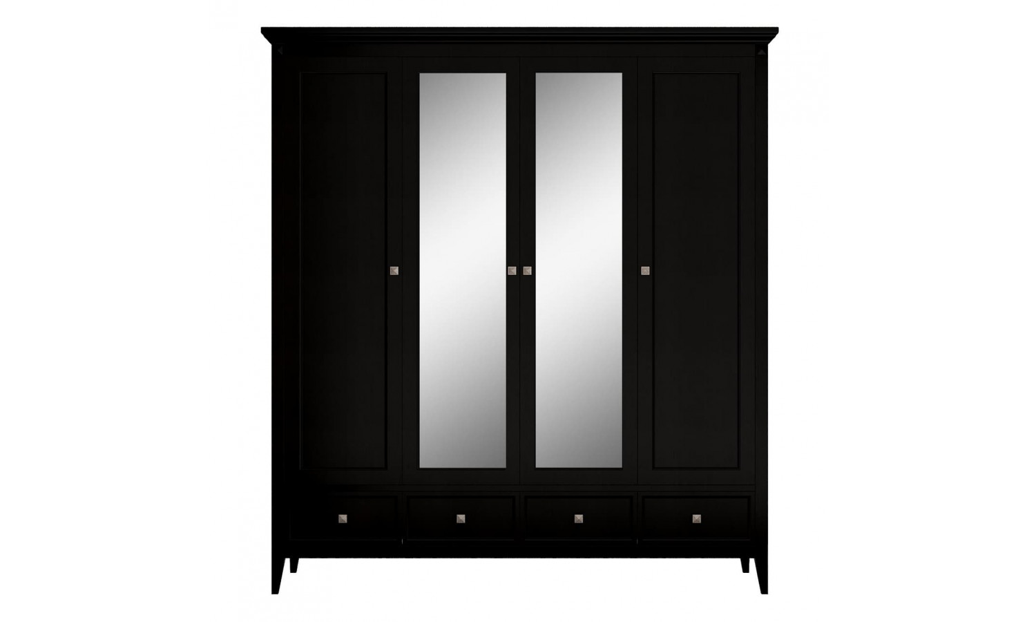 Шкаф 4х створчатый с зеркалами Бруклин, Черный
