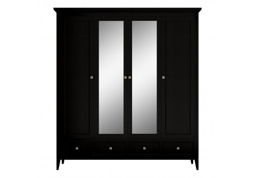 Шкаф 4х створчатый с зеркалами Бруклин, Черный
