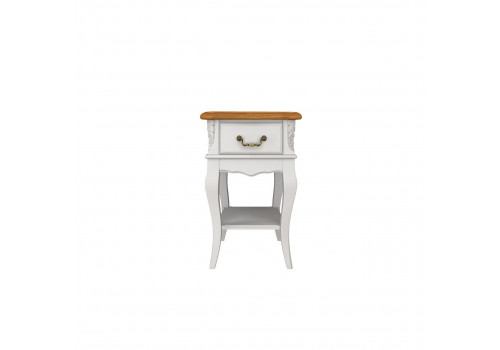Тумба прикроватная узкая 1 ящик Тиволи WOOD, Молочный/Ясень