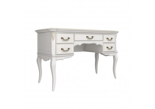 Стол письменный пристенный Тиволи, Молочный/Патина Золото