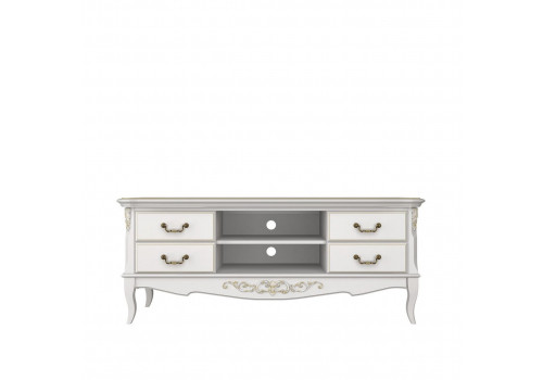 Тумба ТВ Тиволи, Молочный/Патина Золото