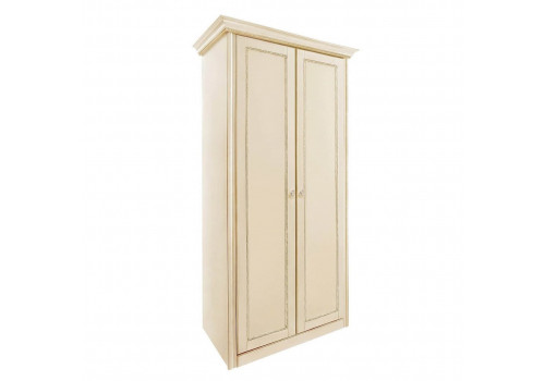 Шкаф 2 дверный с внутренней перегородкой и 5 полками Палермо Ваниль/Патина Золото со структрой дерева