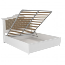 Кровать 180x200 с мягкой спинкой и подъемным механизмом Тиволи, Молочный