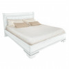 Кровать 180x200 с мягкой спинкой Палермо Белый/Патина Серебро со структурой дерева
