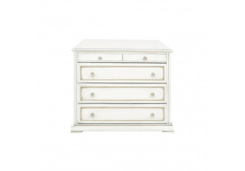 Комод малый Палермо Молочный/Патина Золото со структрой дерева