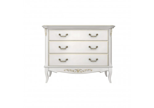Комод 3 ящика Тиволи, Молочный/Патина Золото