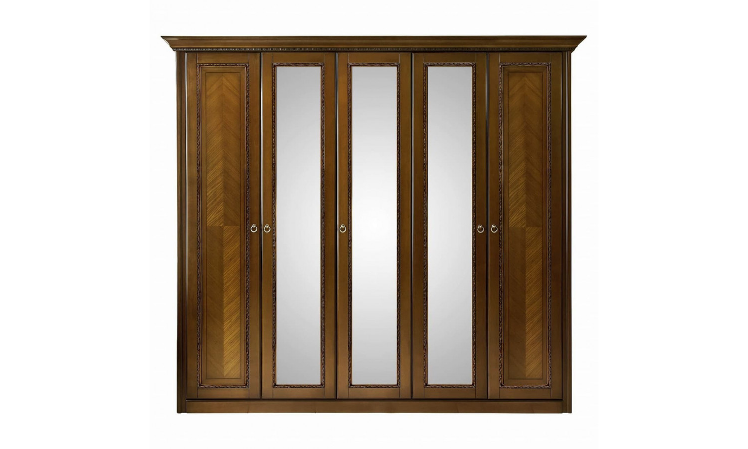 Шкаф 5 дверный с зеркалами Палермо Орех