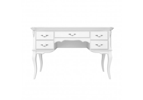 Туалетный стол пять ящиков Тиволи, Белый/Патина Серебро