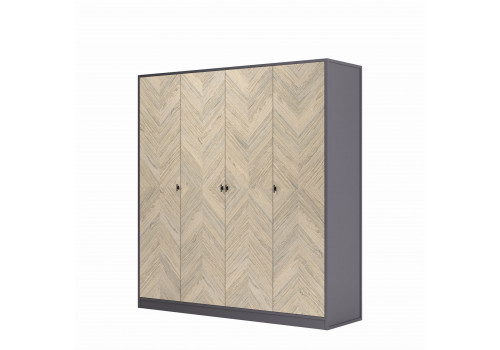 Шкаф 4х створчатый Альба, Дуб Серебристый/Мокко