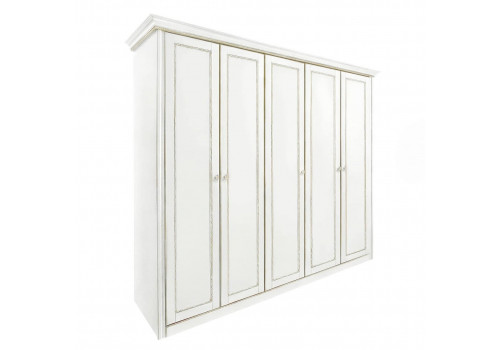 Шкаф 5 дверный Палермо Молочный/Патина Золото со структрой дерева