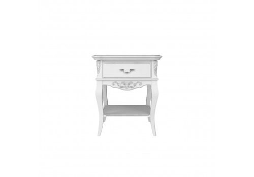 Тумба прикроватная 1 ящик Тиволи, Белый/Патина Серебро