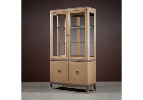 Витрина 2х дверная Монте-Карло, Дуб медовый/Дуб серокоричневый