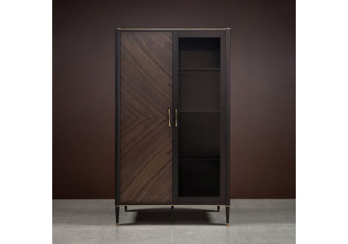 Витрина 2 ств. комбинированная, Венеция, моккачино/орех американский