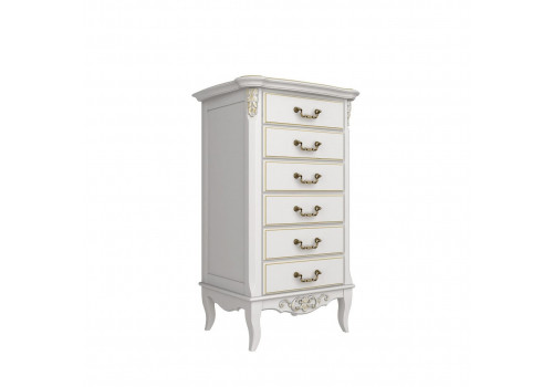 Комод высокий Тиволи, Молочный/Патина Золото