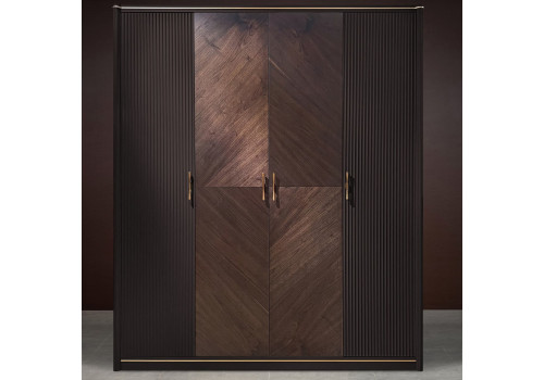 Шкаф 4 ств., Венеция, моккачино/орех американский