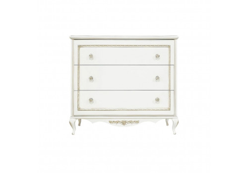 Комод малый Неаполь, Молочный/Патина Золото без структуры дерева