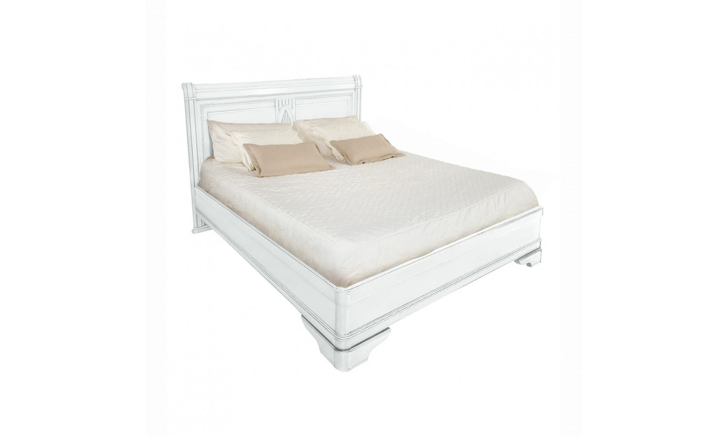 Кровать 160x200 Палермо Белый/Патина Серебро со структурой дерева