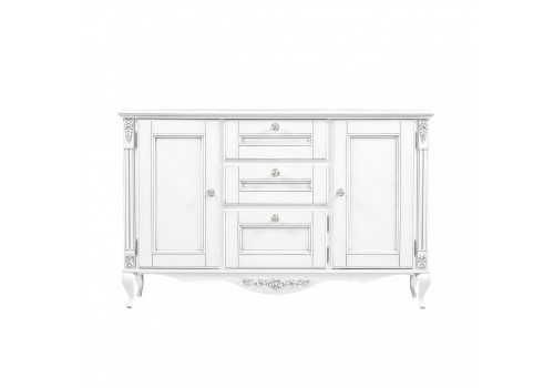 Комод Неаполь, Белый/Патина Серебро без структуры дерева