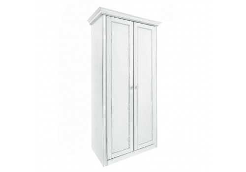 Шкаф 2 дверный с 1 полкой Палермо Белый/Патина Серебро со структурой дерева