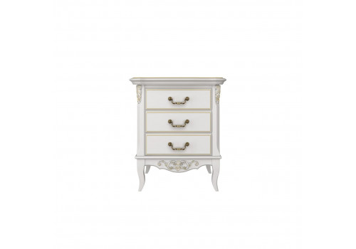 Тумба прикроватная 3 ящика Тиволи, Молочный/Патина Золото