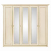 Шкаф 5 дверный с зеркалами Палермо Ваниль/Патина Золото со структрой дерева