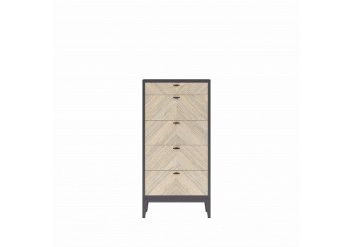 Комод высокий Альба, Дуб Серебристый/Мокко