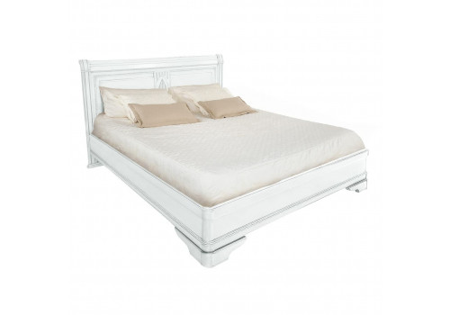 Кровать 180x200 Палермо Белый/Патина Серебро со структурой дерева