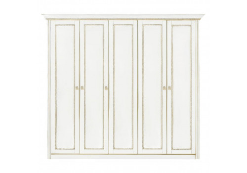 Шкаф 5 дверный Палермо Молочный/Патина Золото со структрой дерева