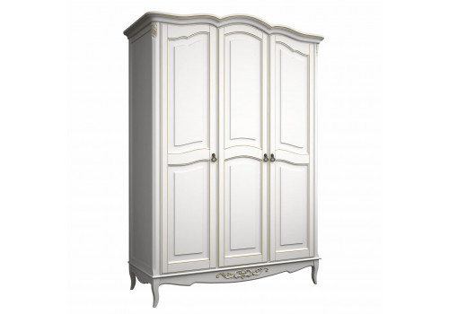 Шкаф 3х створчатый Тиволи, Молочный/Патина Золото