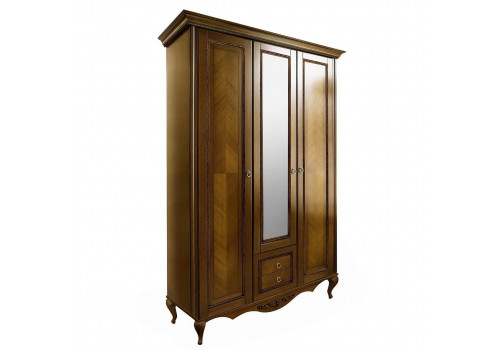 Шкаф 3 дверный с зеркалом Неаполь, Орех