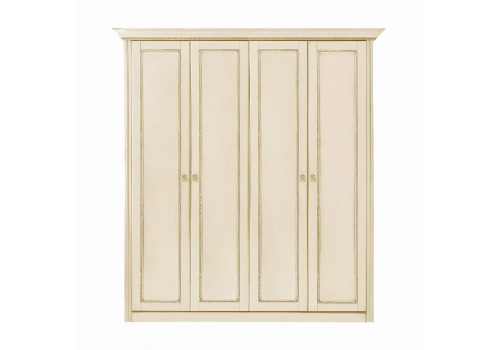 Шкаф 4 дверный Палермо Ваниль/Патина Золото со структрой дерева