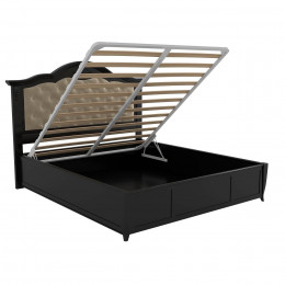 Кровать 200x200 с мягкой спинкой и подъемным механизмом Тиволи, Черный