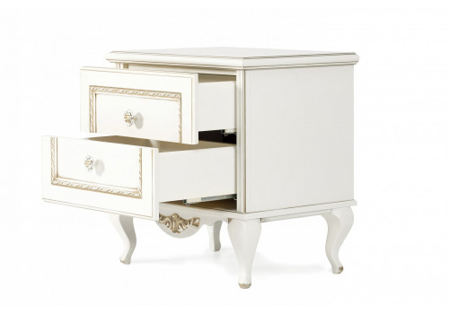 Тумба прикроватная Неаполь, Молочный/Патина Золото без структуры дерева